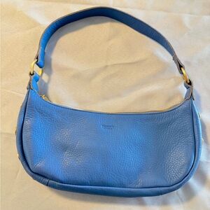 Hammitt BECKER Shoulder Bag 
-blue soft pebbled leather
-brushed gold hardware
